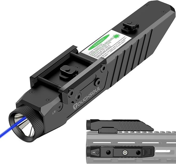 TOUGHSOUL Tactical Flashlight with Blue Laser Sight Combo (Blue)