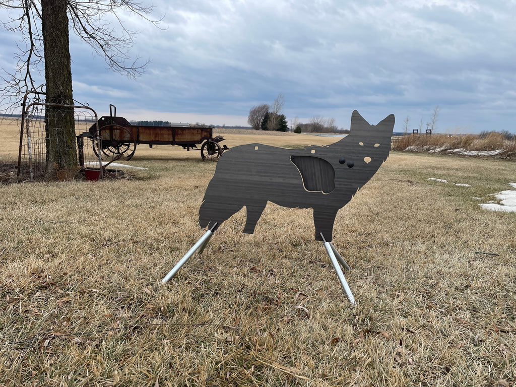 Life Size SR500 Coyote Steel Target with Reactive Vital & Legs - Side Profile