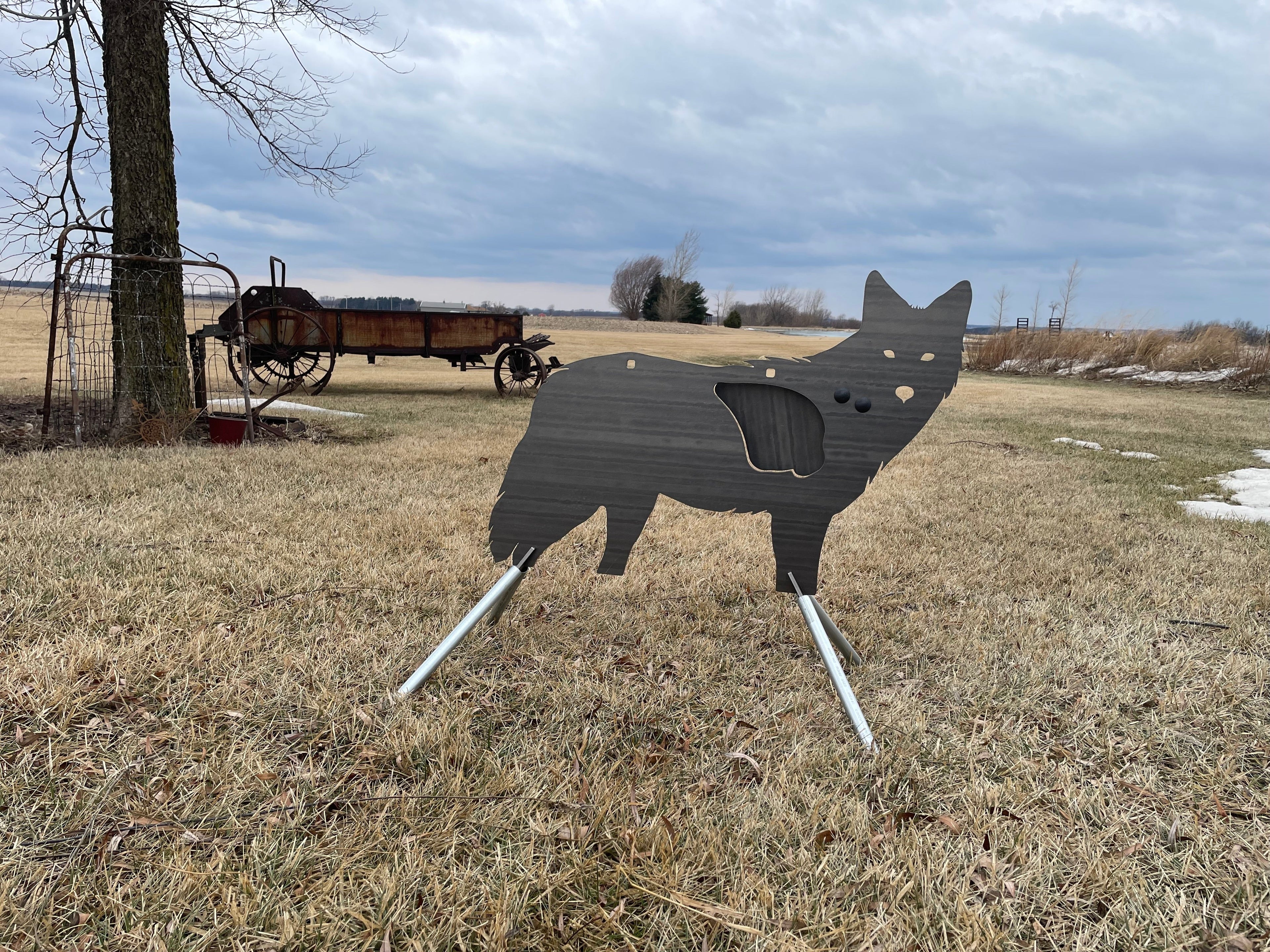 Life Size SR500 Coyote Steel Target with Reactive Vital & Legs - Side Profile